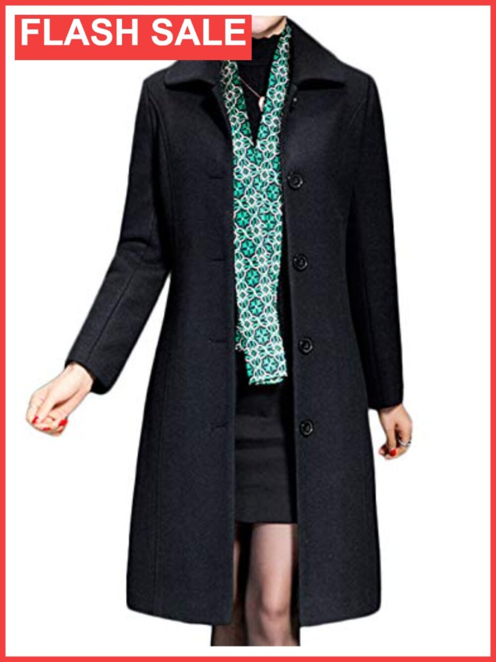 Wool Trench Coat Winter Long Thick Overcoat Front Button Slim Fit